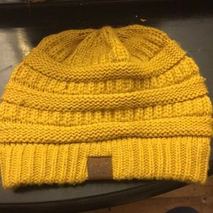 Yellow knit beanie